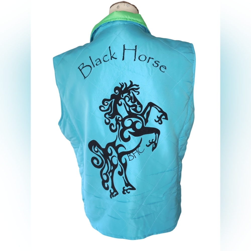 Black Horse Creations Quilted Xl Vest With Horse View 3